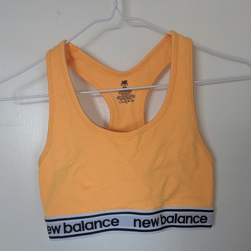neon orange new balance sports bra